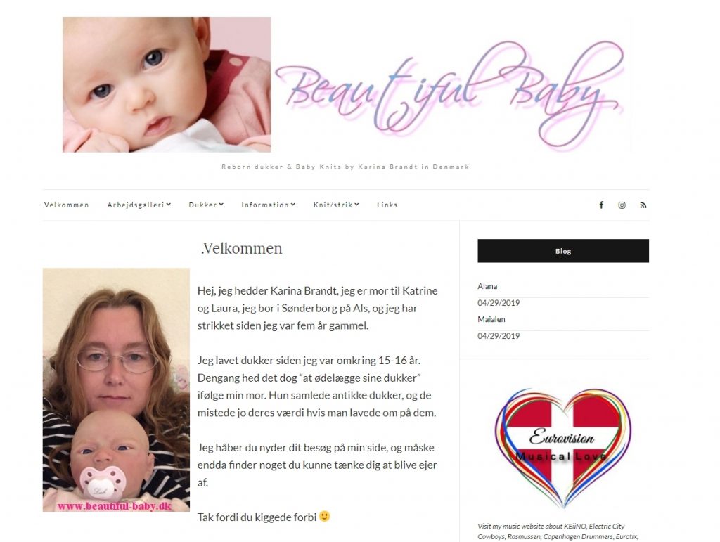 Beautiful Baby - my website selling my doll art, babyknit designs 